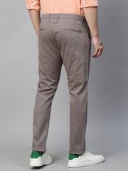 Genips Men's Grey Cotton Stretch Caribbean Slim Fit Self Design Trousers