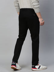 Genips Men's Black Cotton Stretch Caribbean Slim Fit Solid Trousers