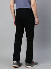 Genips Men's Black Cotton Stretch Rico Slim Fit Solid 5 Pocket Trouser