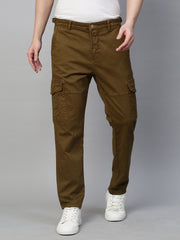 Genips Men's Police Khakhi Cotton  Stretch Bahamas Cargo Fit Solid Cargo