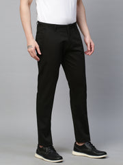 Genips Men's Bottle Green Cotton Stretch Caribbean Slim Fit Solid Trousers