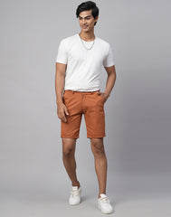 Genips Men'S Brick Cotton Lycra Slim Fit Shorts