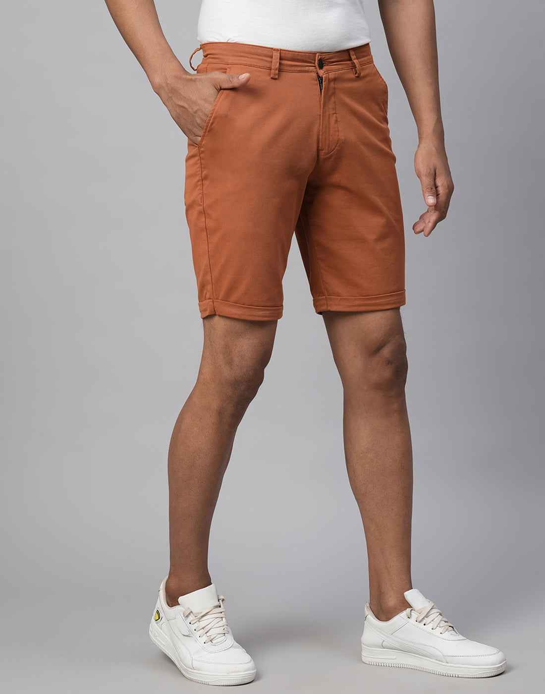 Brick Cotton Lycra Slim Fit Shorts