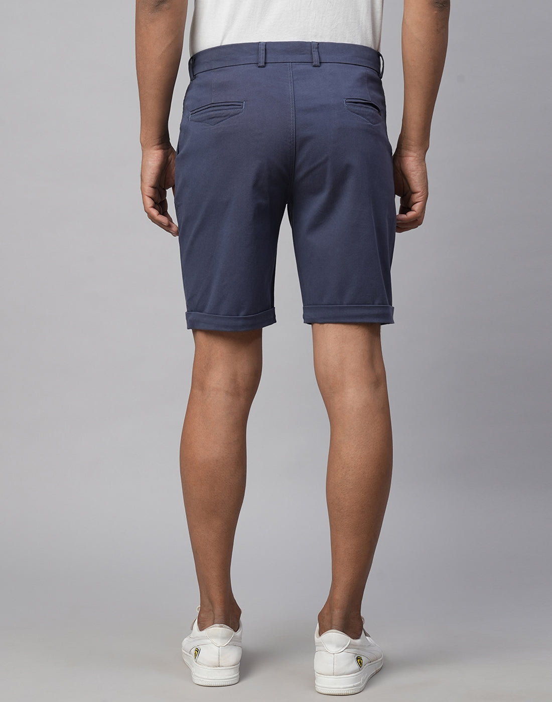 Genips Men'S Dark Blue Cotton Lycra Slim Fit Shorts