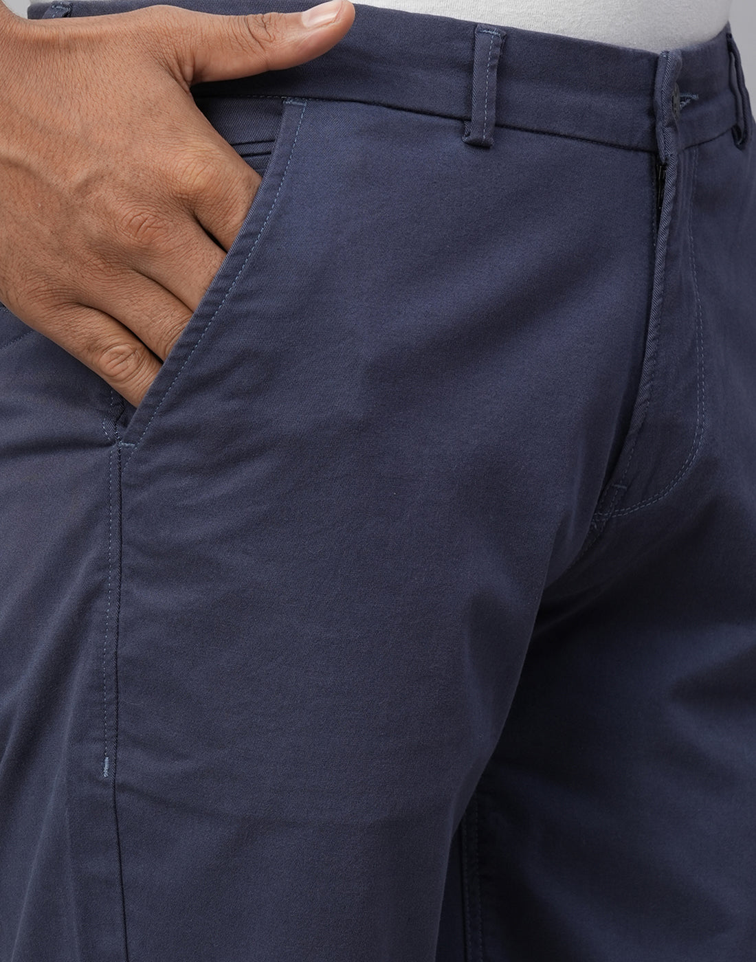 Genips Men'S Dark Blue Cotton Lycra Slim Fit Shorts