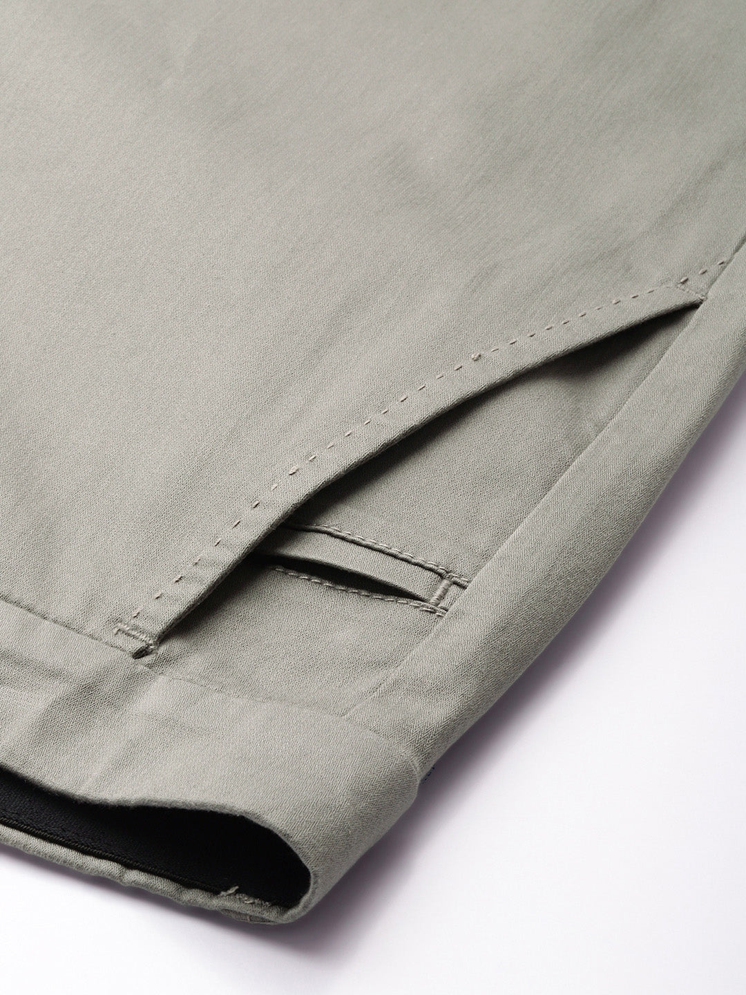Men Grey Cotton Stretchable Caribbean Fit Mid-Rise Solid Casual Trousers