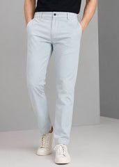 GENIPS Men's Elasticated Relaxed Fit Cotton Trousers - Mid-Rise 4 Pocket Travel Pants