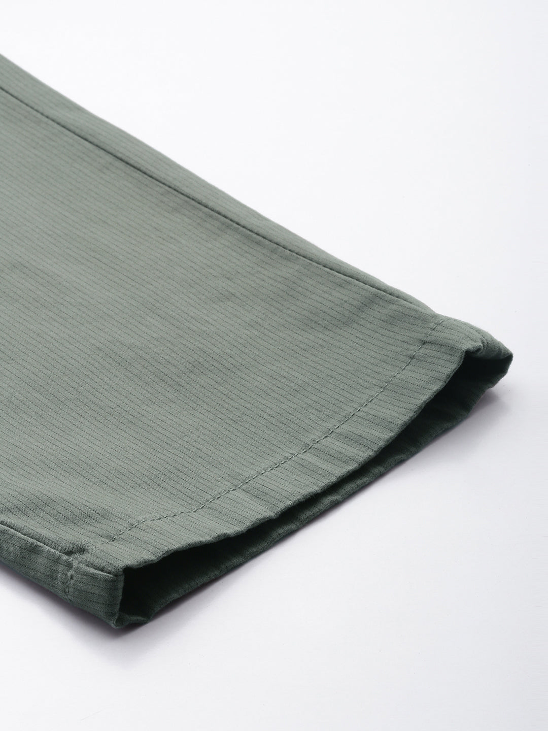 Men's Dark Grey Striped Cotton Slim Fit Casual 4 Pockets Trouser