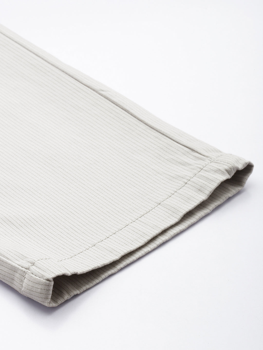 Men's Light Grey Striped Cotton Slim Fit Casual 4 Pockets Trouser