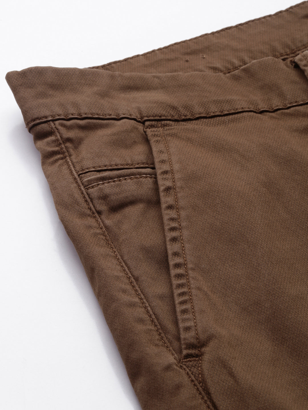 Men's Brick Solid Cotton Slim Fit Casual 5 Pockets Trouser