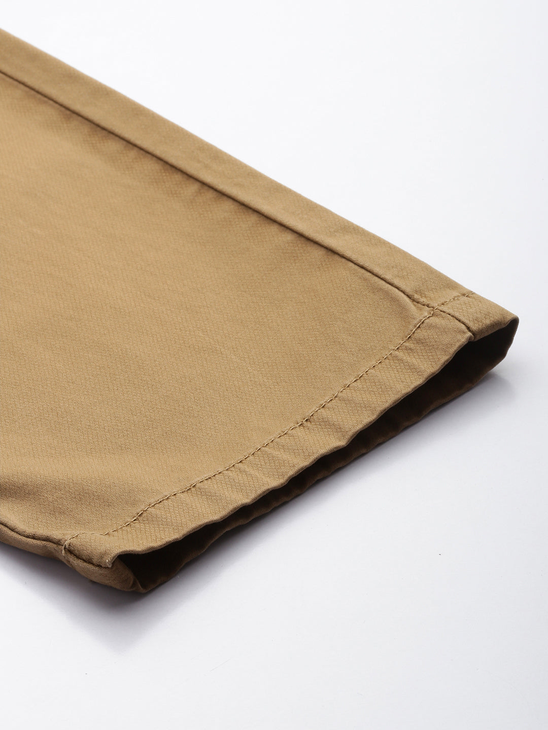 Men's Khaki Solid Cotton Slim Fit Casual 5 Pockets Trouser