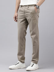 Men's Rust Solid Cotton Slim Fit Casual 5 Pockets Trouser
