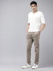 Men's Rust Solid Cotton Slim Fit Casual 5 Pockets Trouser