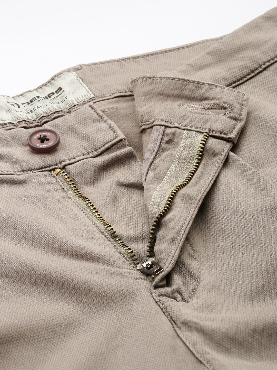 Men's Rust Solid Cotton Slim Fit Casual 5 Pockets Trouser