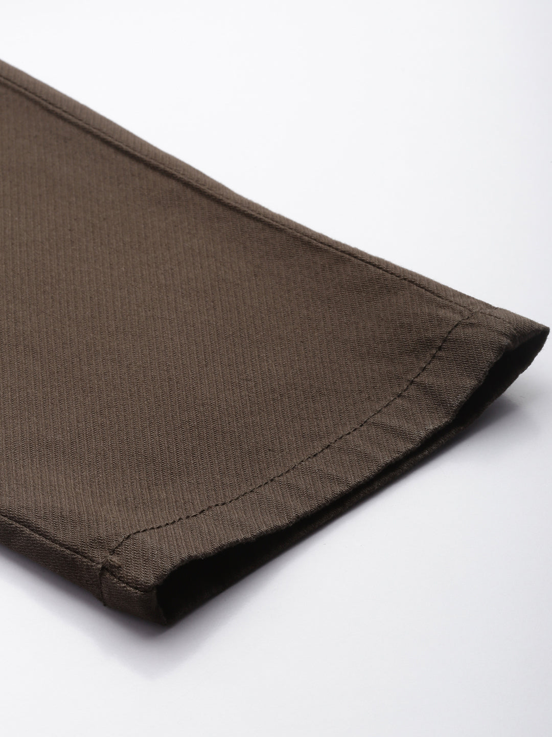 Men's Brown Solid Cotton Slim Fit Casual 5 Pockets Trouser