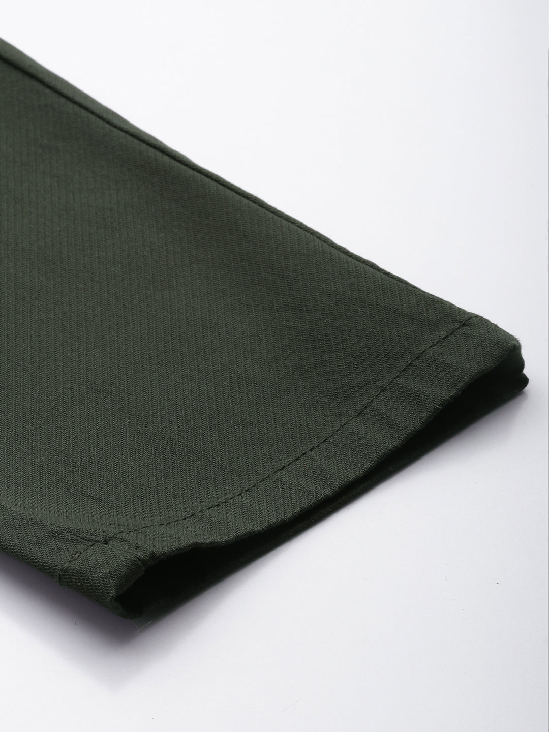 Men's Green Solid Cotton Slim Fit Casual 5 Pockets Trouser