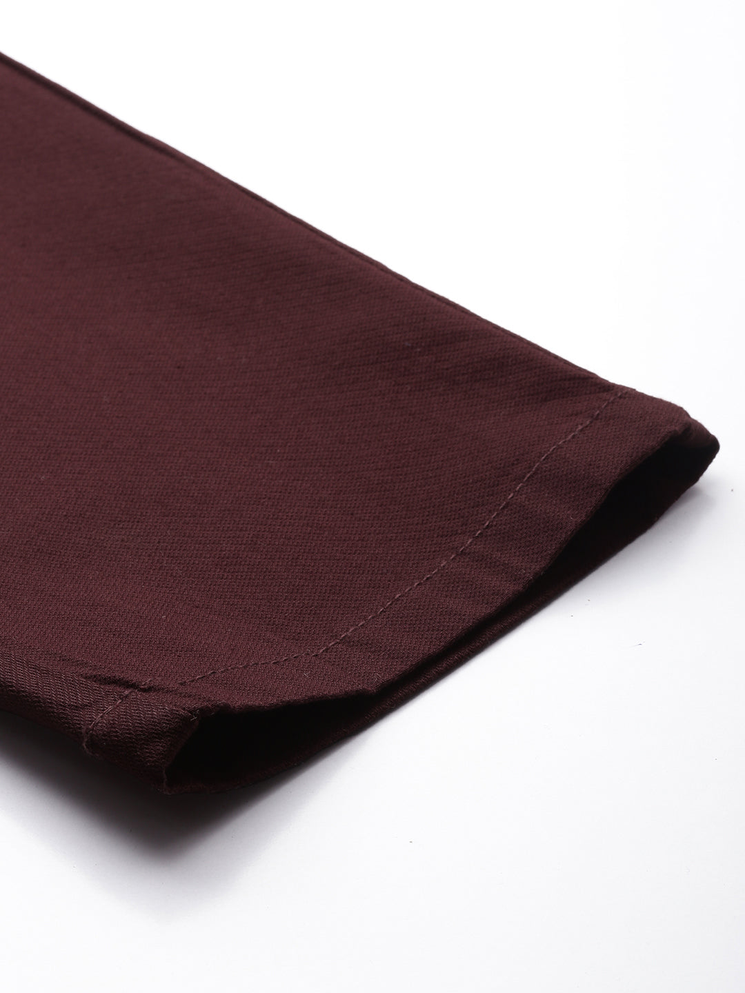 Men's Maroon Solid Cotton Slim Fit Casual 5 Pockets Trouser