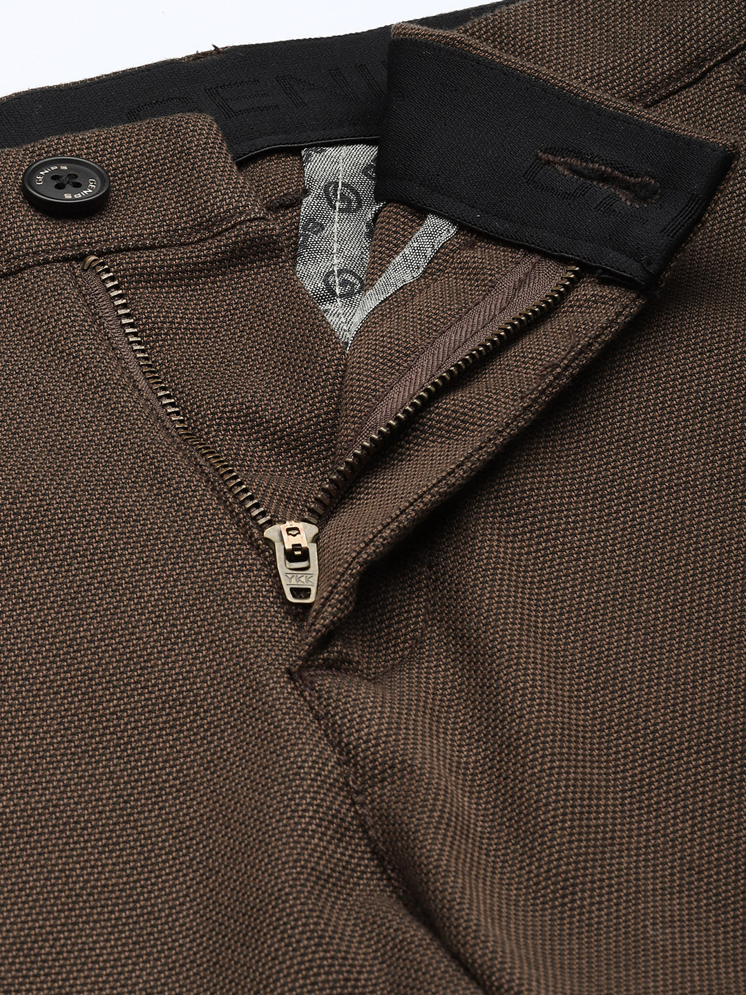 Men's Coffee Cotton Caribbean Slim Fit Solid 5 Pocket Cross Pocket Trouser