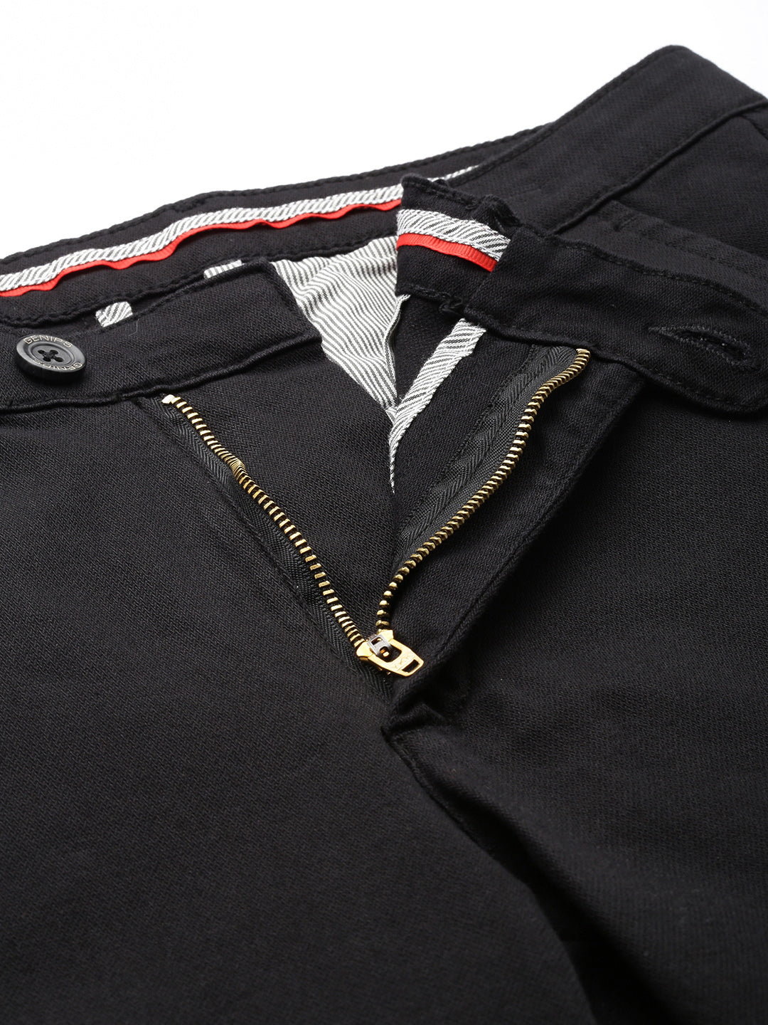Men's Black Solid Cotton Slim Fit Casual 5 Pockets Trouser