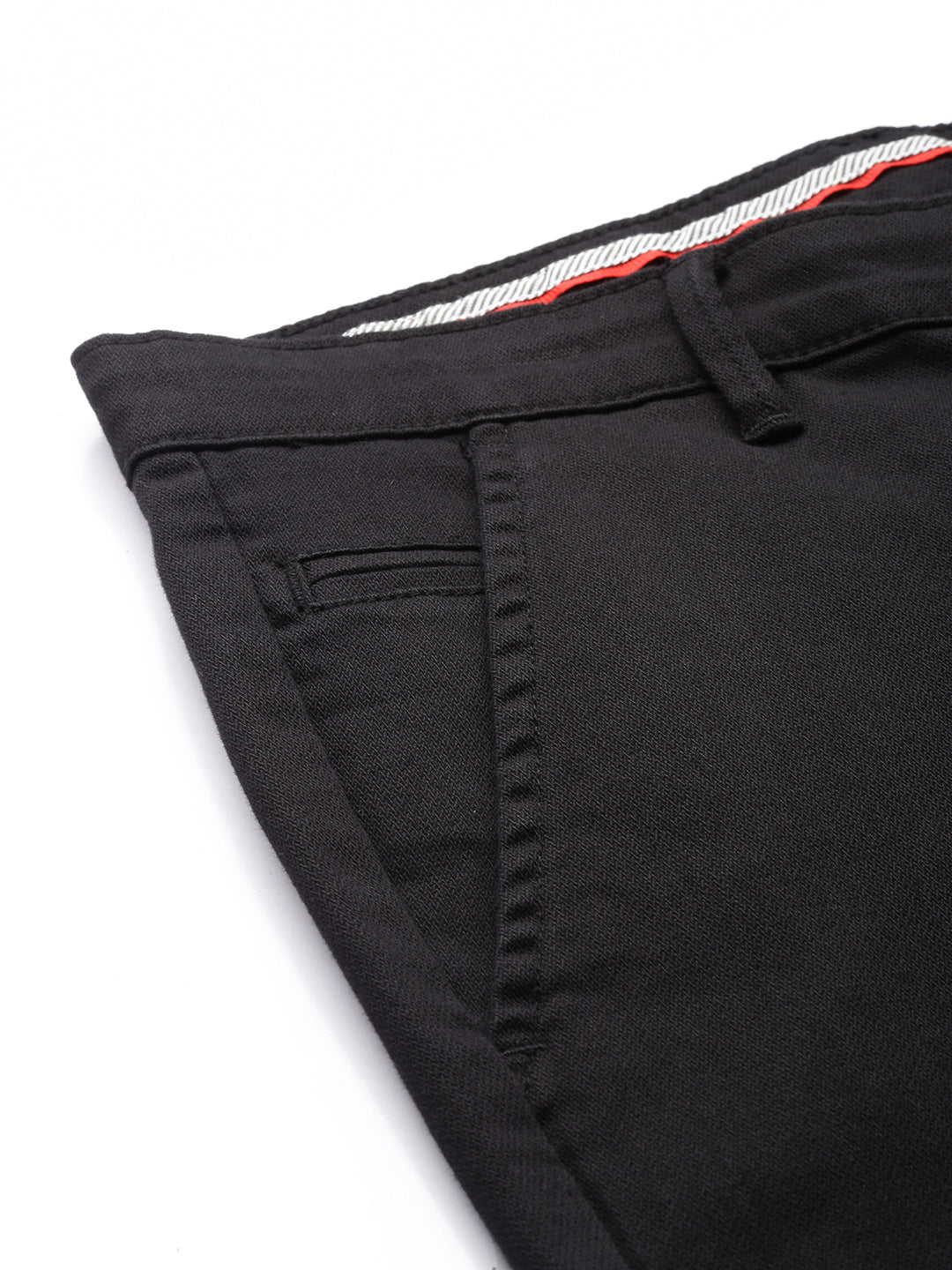 Men's Black Solid Cotton Slim Fit Casual 5 Pockets Trouser