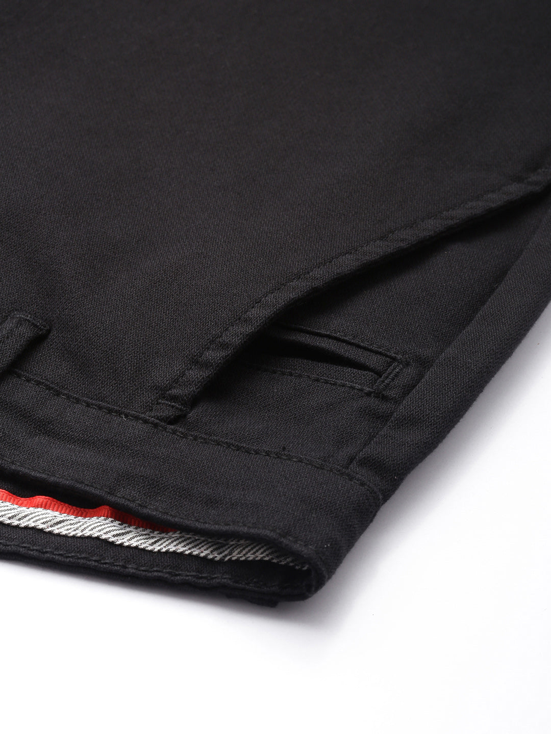 Men's Black Solid Cotton Slim Fit Casual 5 Pockets Trouser