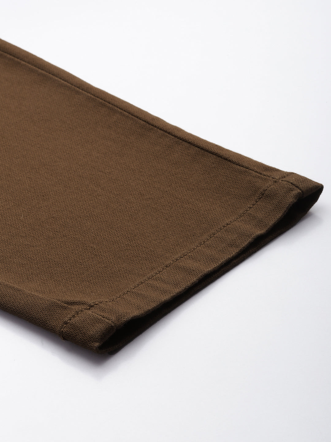 Men's Brown Solid Cotton Slim Fit Casual 5 Pockets Trouser