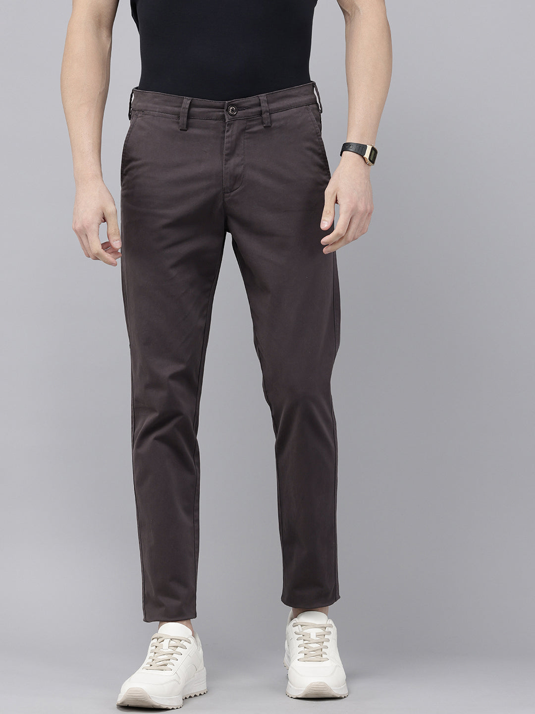 Charcoal Caribbean Slim Fit Cotton Trousers – 5-Pocket Classic Style