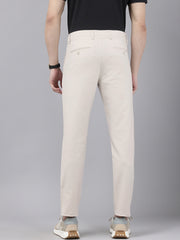 Men's Beige Cotton Caribbean Slim Fit Solid 5 Pocket Cross Pocket Trouser