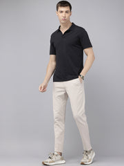 Men's Beige Cotton Caribbean Slim Fit Solid 5 Pocket Cross Pocket Trouser