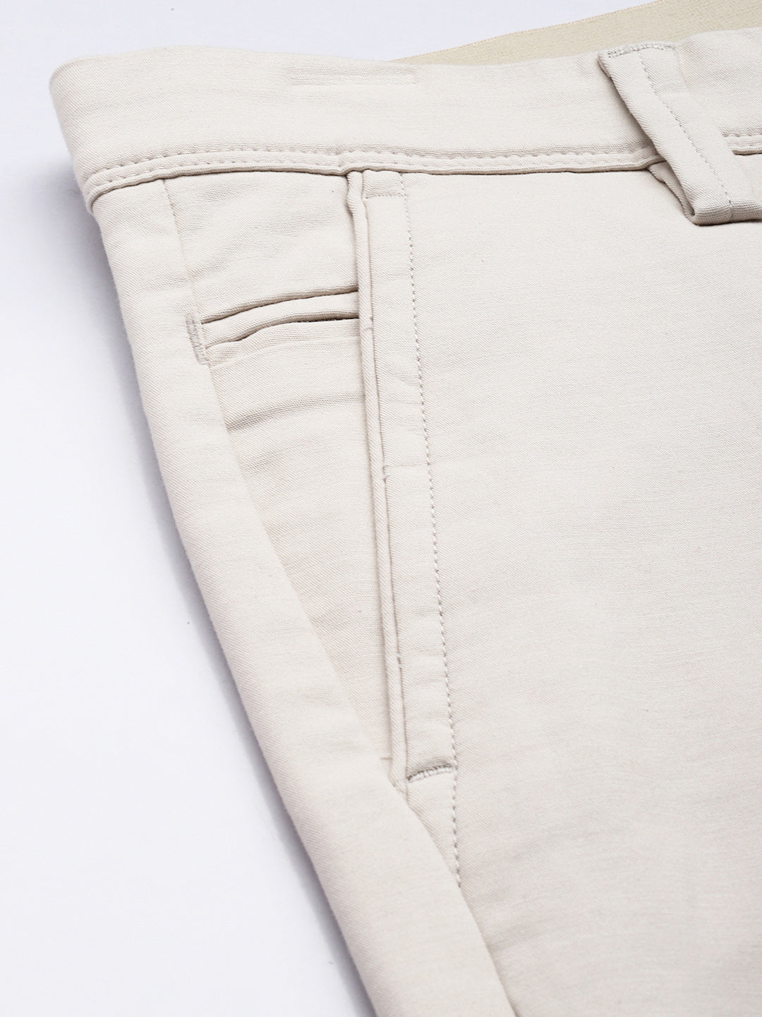 Men's Beige Cotton Caribbean Slim Fit Solid 5 Pocket Cross Pocket Trouser