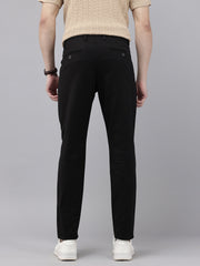 Men's Black Cotton Caribbean Slim Fit Solid 5 Pocket Cross Pocket Trouser