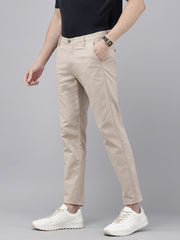 Men's Camel Cotton Caribbean Slim Fit Solid 5 Pocket Cross Pocket Trouser