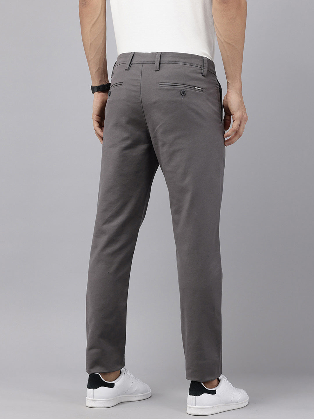 Men's Grey Cotton Caribbean Slim Fit Solid 5 Pocket Cross Pocket Trouser
