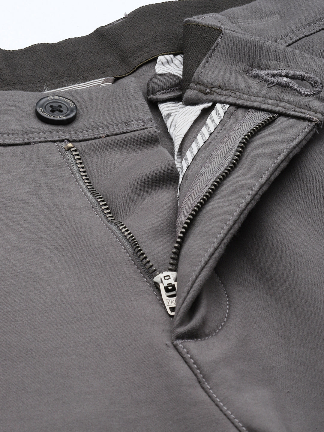 Men's Grey Cotton Caribbean Slim Fit Solid 5 Pocket Cross Pocket Trouser