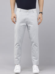 Men's Sky Blue Cotton Caribbean Slim Fit Solid 5 Pocket Cross Pocket Trouser