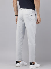Men's Sky Blue Cotton Caribbean Slim Fit Solid 5 Pocket Cross Pocket Trouser