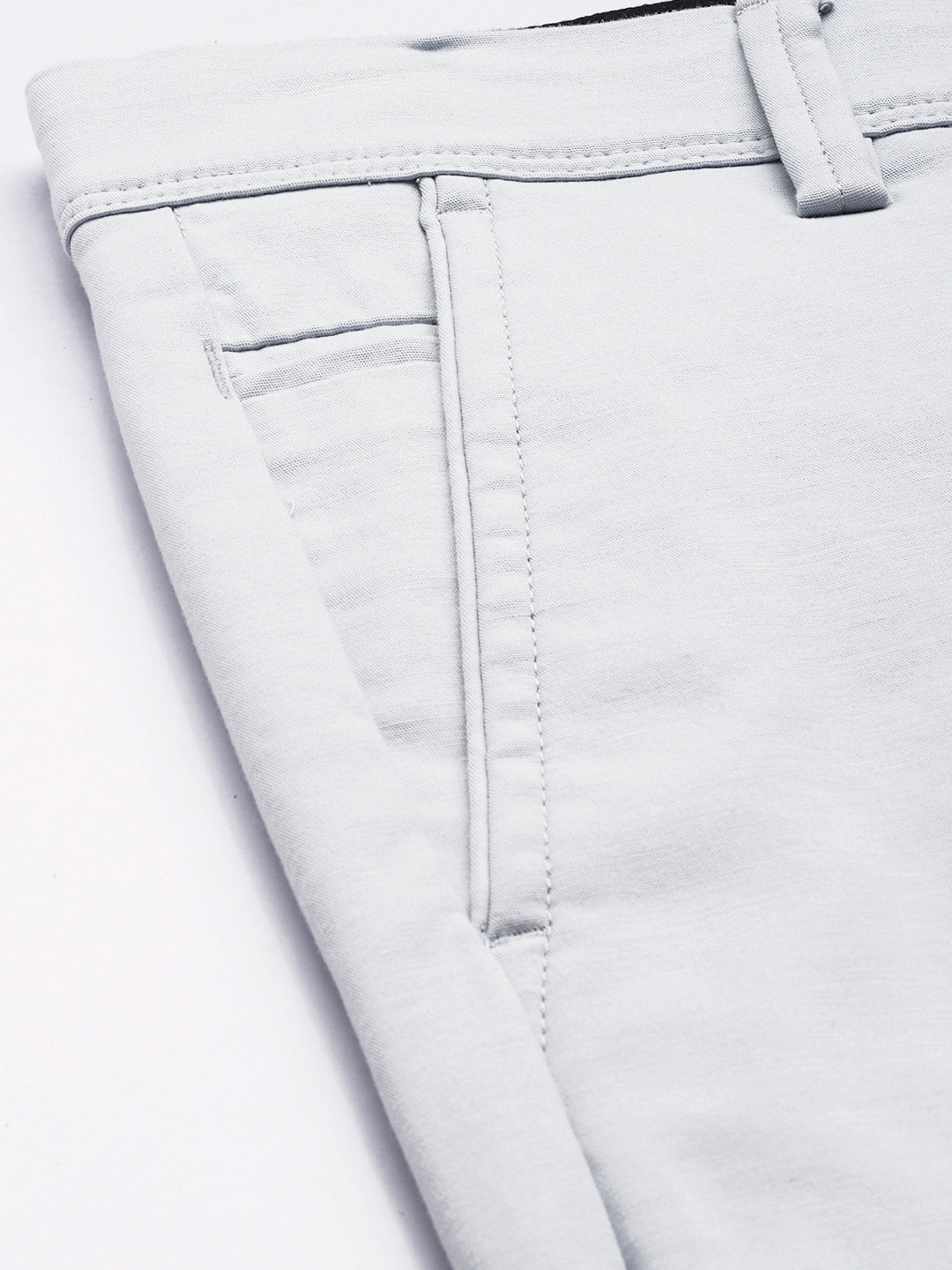 Men's Sky Blue Cotton Caribbean Slim Fit Solid 5 Pocket Cross Pocket Trouser