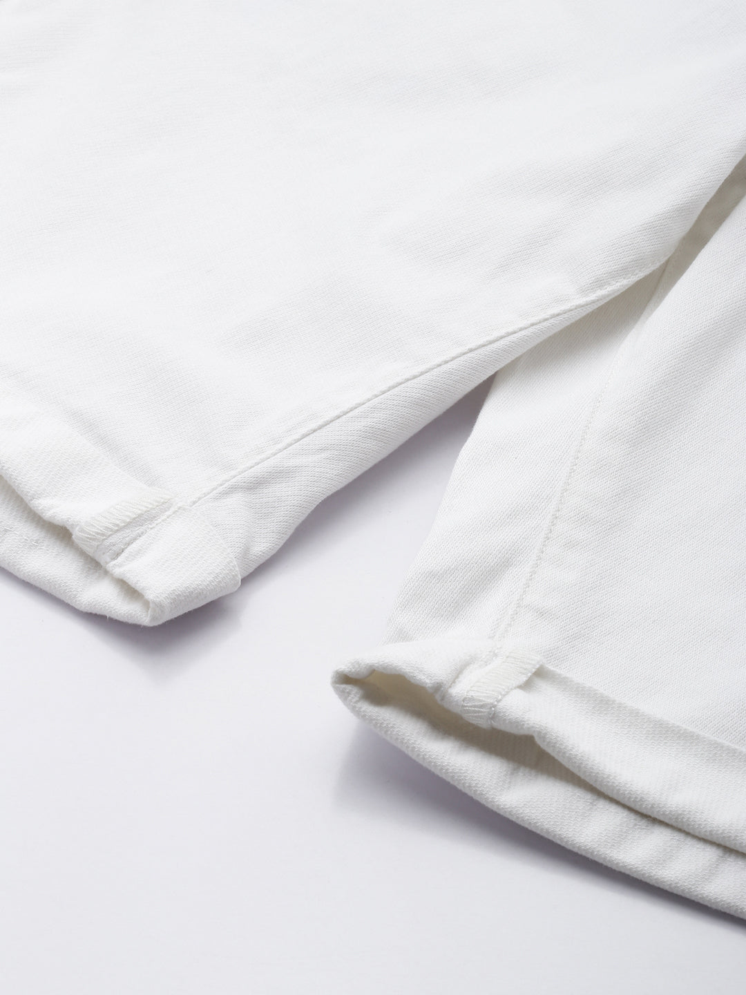 Men's White Solid Cotton Slim Fit Knee Length 5 Pockets Casual Shorts
