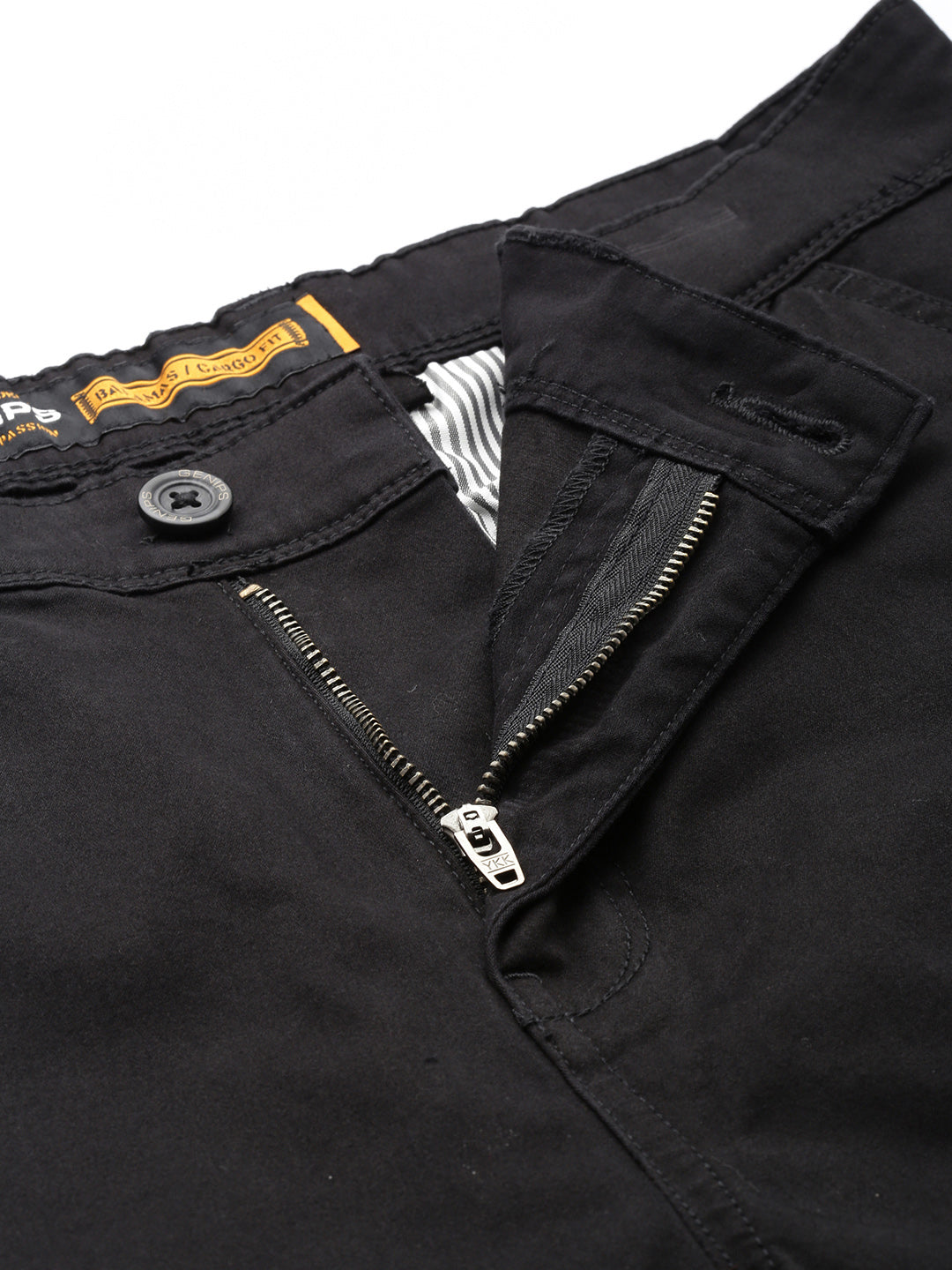 Men's Black Solid Cotton 7 Pockets Cargo Trouser