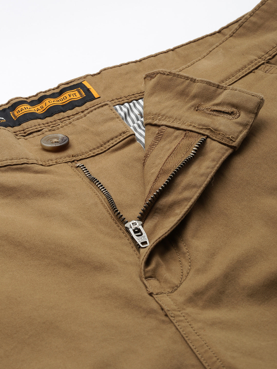 Men's Brown Solid Cotton 7 Pockets Cargo Trouser