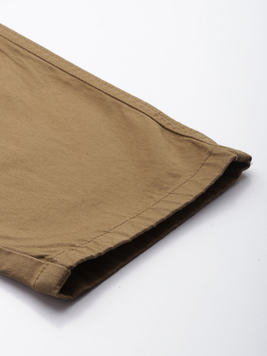 Men's Brown Solid Cotton 7 Pockets Cargo Trouser