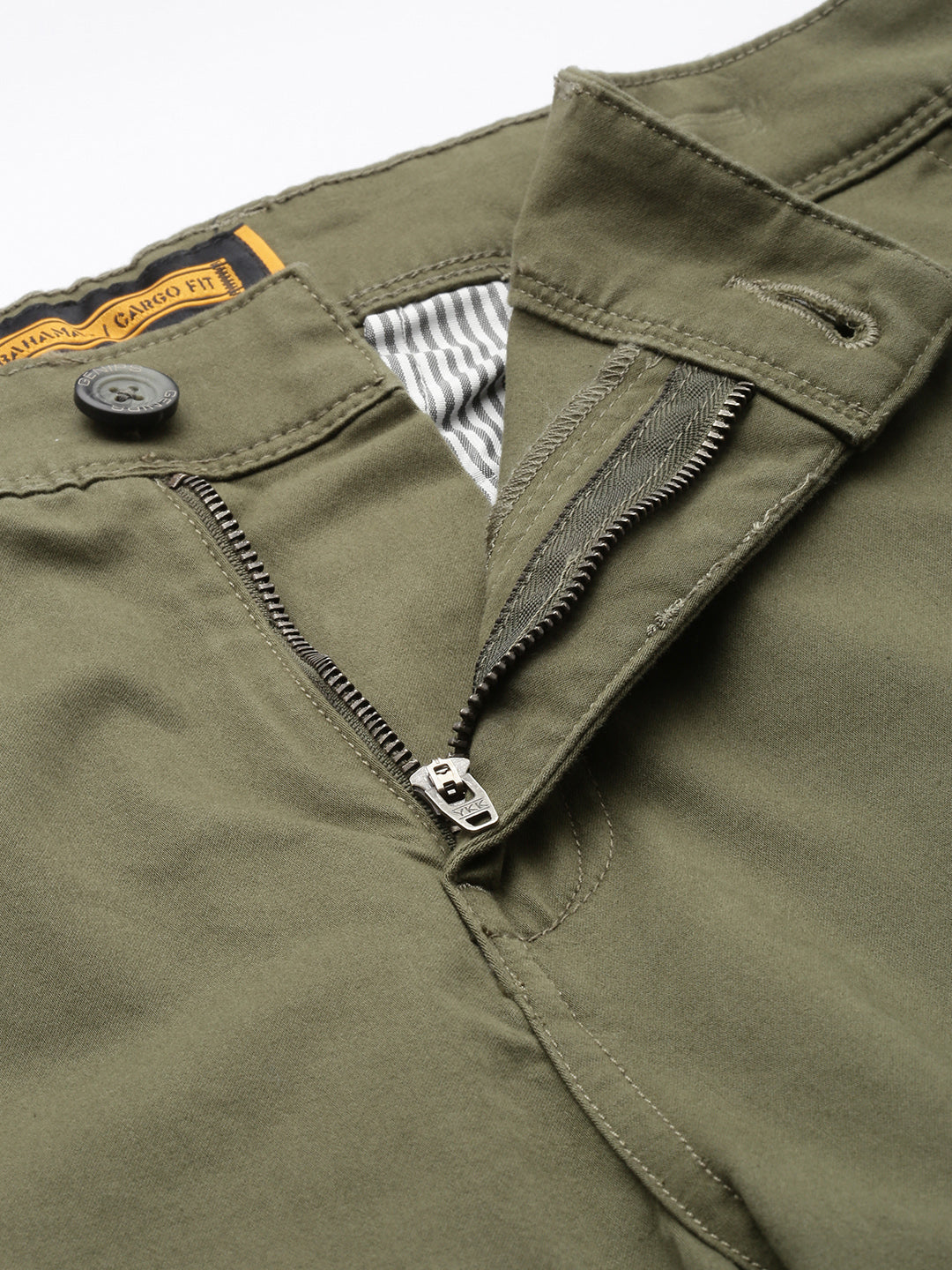 Men's Dark Olive Solid Cotton 7 Pockets Cargo Trouser