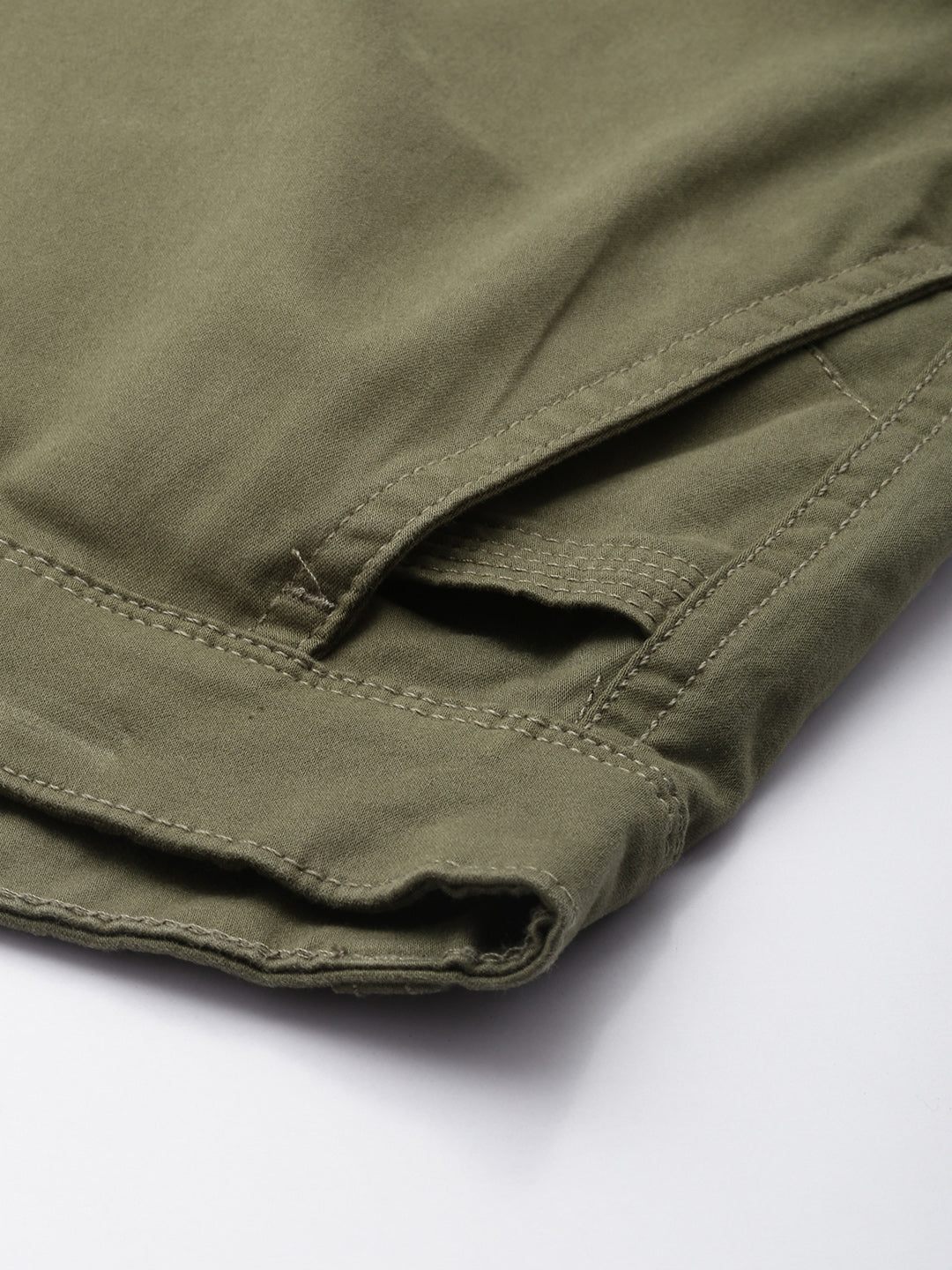 Men's Dark Olive Solid Cotton 7 Pockets Cargo Trouser