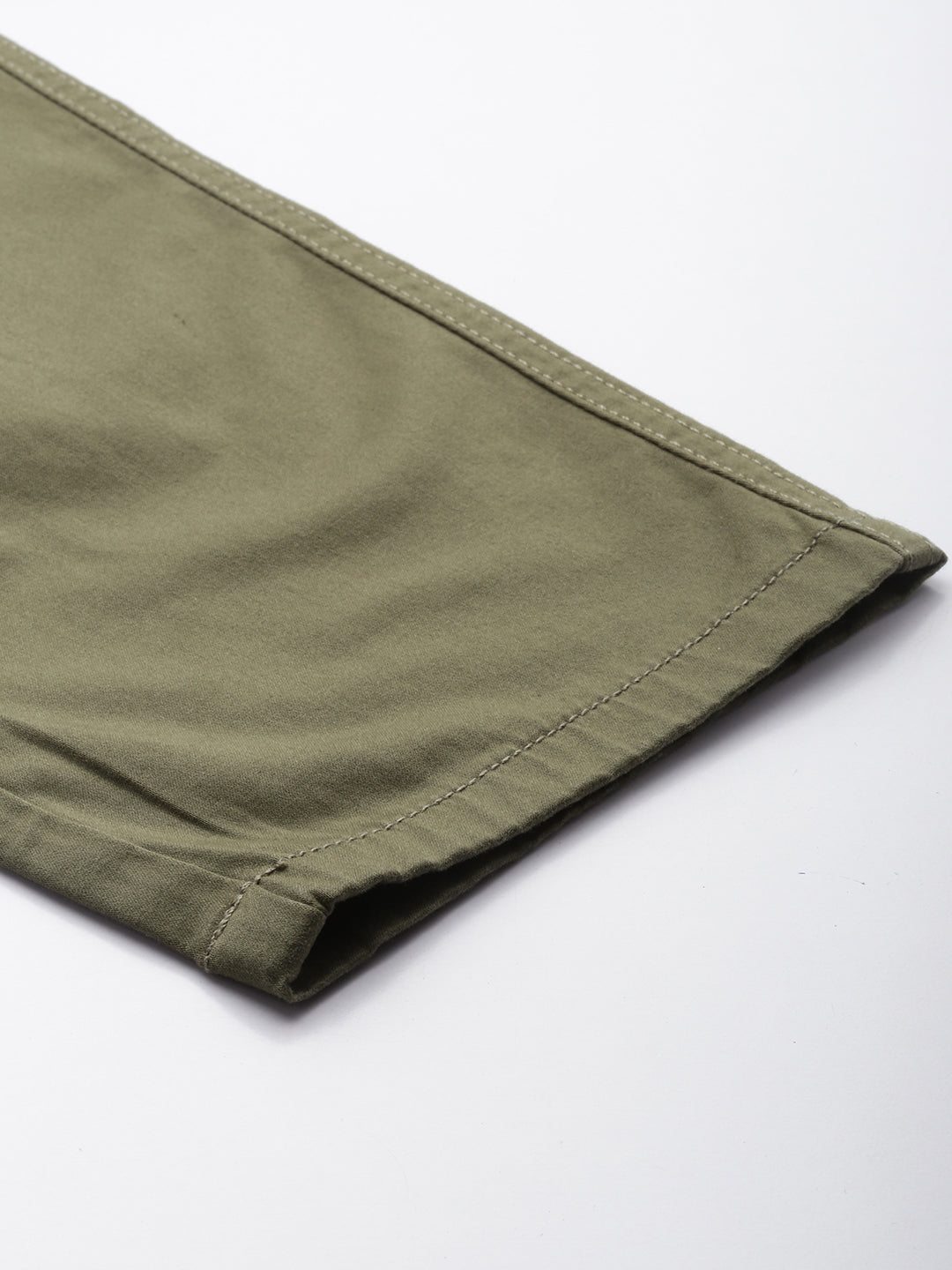 Men's Dark Olive Solid Cotton 7 Pockets Cargo Trouser