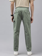 Men's Grey Solid Cotton 7 Pockets Cargo Trouser