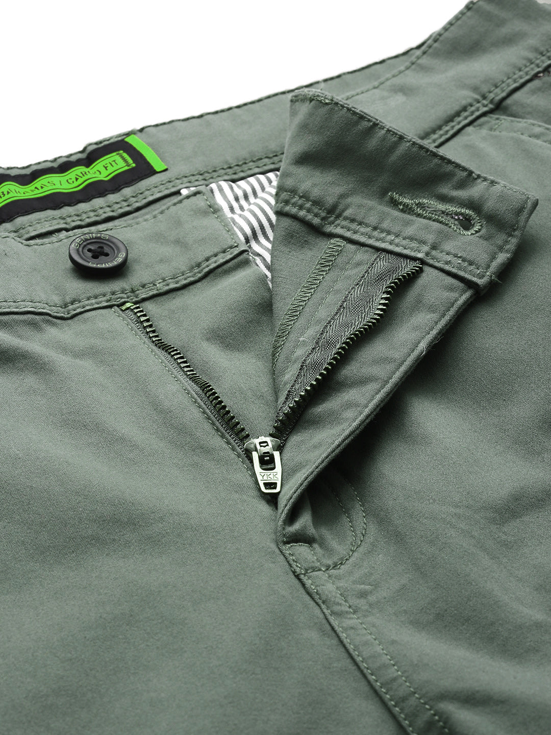 Men's Grey Solid Cotton 7 Pockets Cargo Trouser