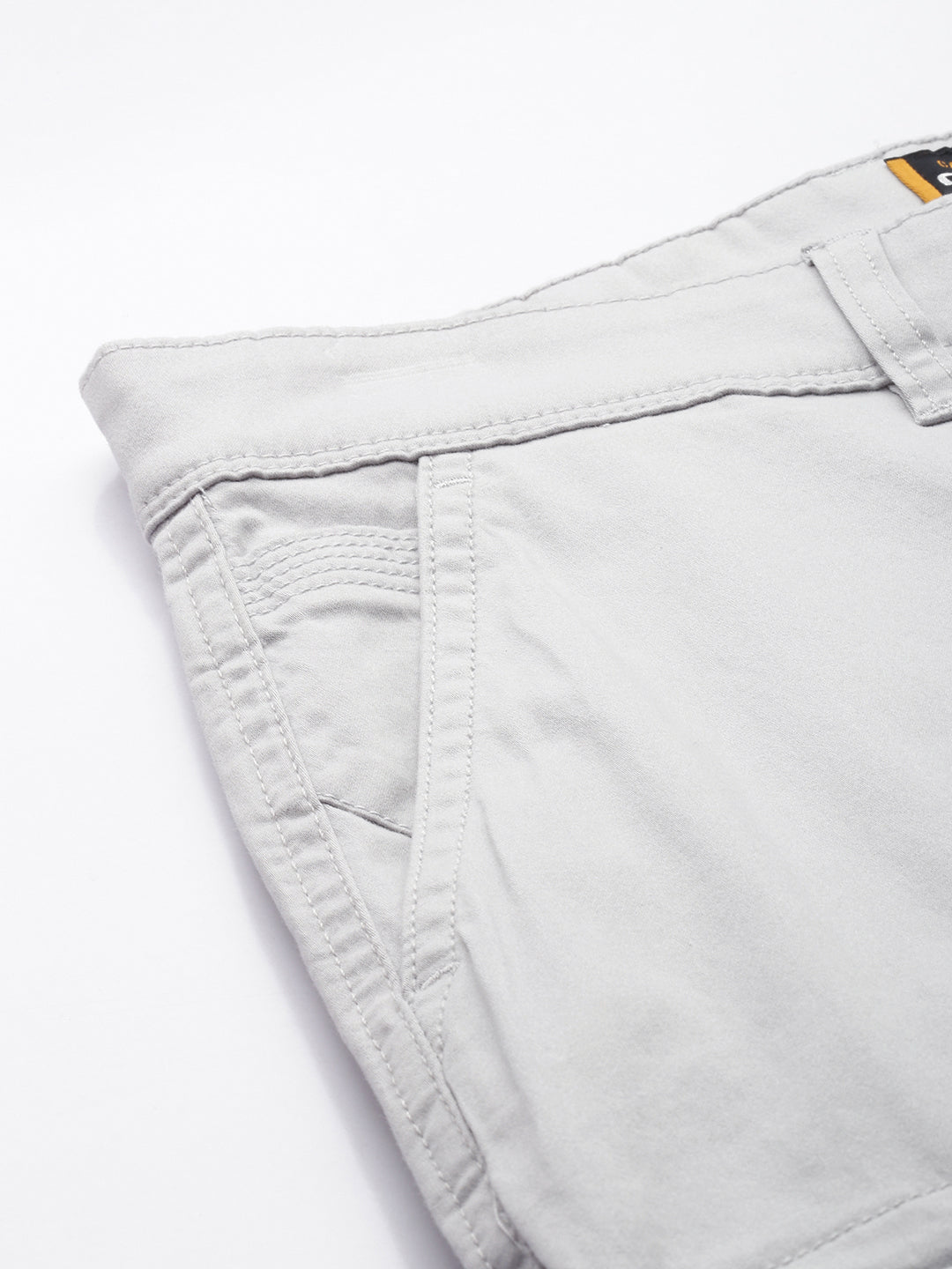 Men's Light Grey Solid Cotton 7 Pockets Cargo Trouser