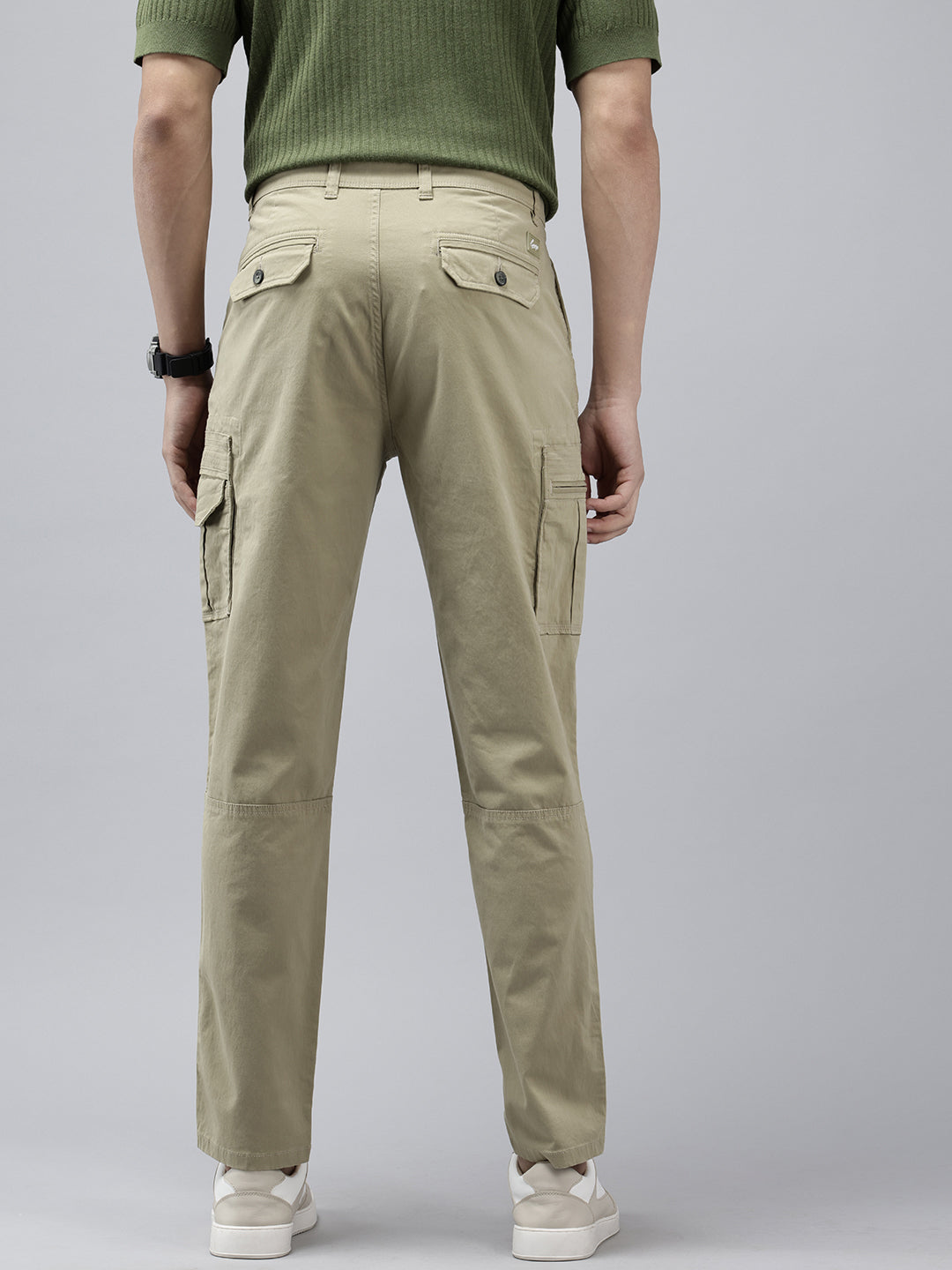 Men's Mint Solid Cotton 7 Pockets Cargo Trouser
