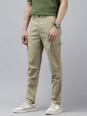 Men's Mint Solid Cotton 7 Pockets Cargo Trouser