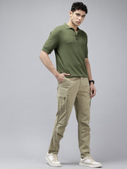 Men's Mint Solid Cotton 7 Pockets Cargo Trouser